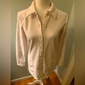 Denim & Co. cream fleece long jacket, size XXS